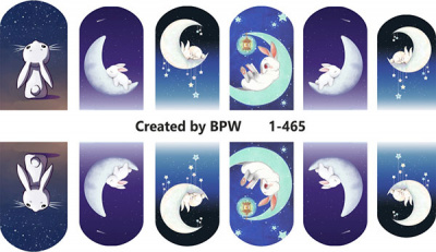 Decal nail sticker Bunny on the moon