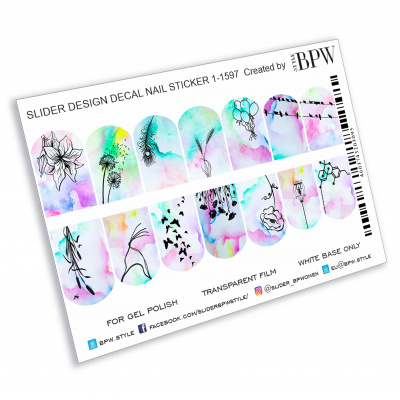 Decal nail sticker Graphic on watercolor background