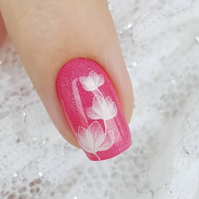 Decal nail sticker White flowers & Butterflies