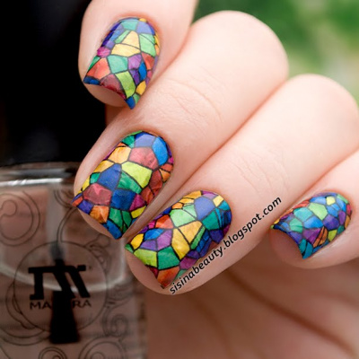 Decal nail stickers Stained-glass window