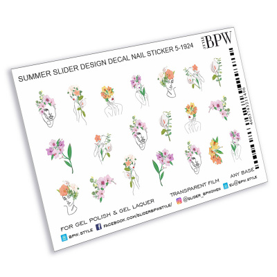 Decal nail sticker Faces with flowers