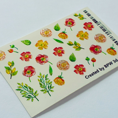 Decal sticker 3D Summer flowers
