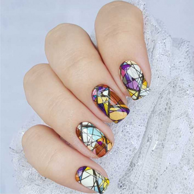 Decal nail sticker Stained-glass window