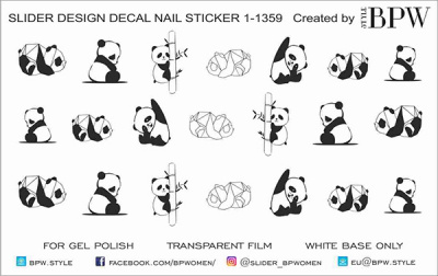 Decal nail sticker Pandas