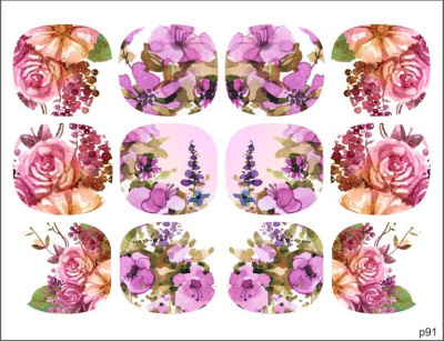 Decal nail stickers Purple flowers