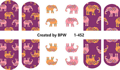 Decal nail sticker Elephants