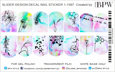 Decal nail sticker Graphic on watercolor background