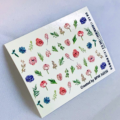 Decal sticker 3D Blue & Pink flowers