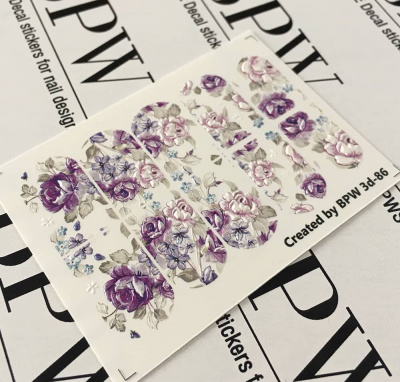 Decal sticker 3D effect Purple flowers