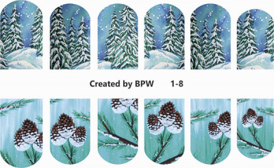 Decal nail sticker Winter forest