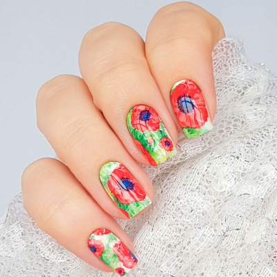 Decal nail stickers Poppies