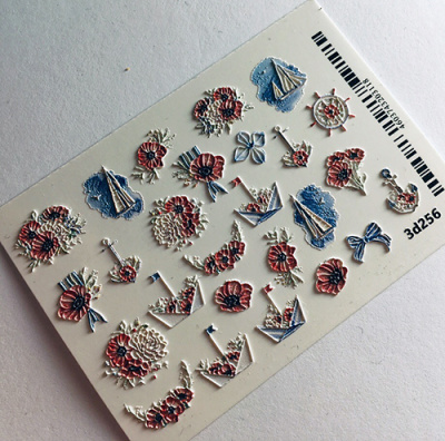 Decal sticker 3D Marine with flowers