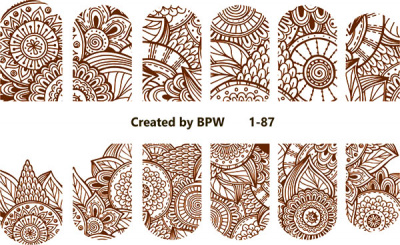 Decal nail sticker Brown tracery