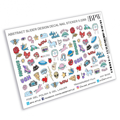 Decal nail sticker Mix with color elements 3