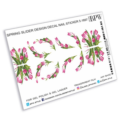 Decal nail sticker Pink tulips