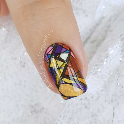 Decal nail sticker Stained-glass window