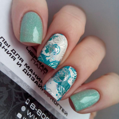 Decal nail stickers Green flowers