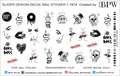 Decal nail sticker Graphic mix 6