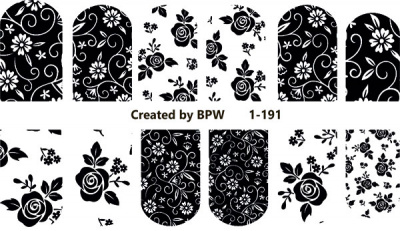 Decal nail sticker Black roses