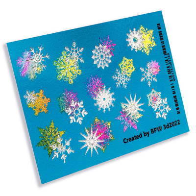 Decal sticker 3D Metallic snowflakes