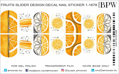 Decal nail sticker Orange cocktail