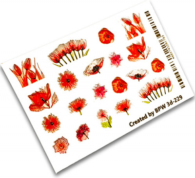 Decal sticker 3D Red flowers