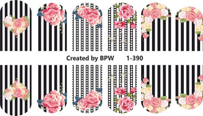 Decal nail sticker Strips & roses